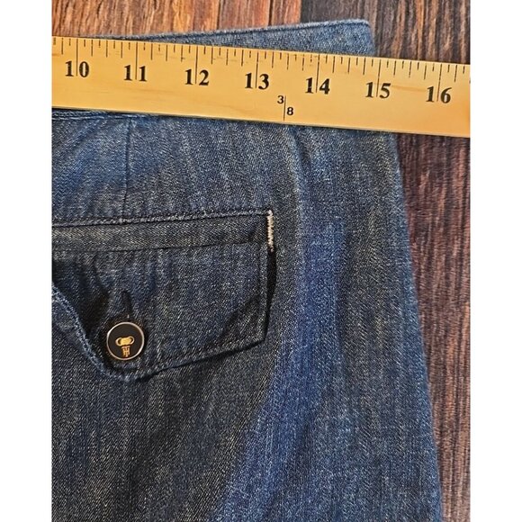 Tommy Hilfiger Chambray Denim Mini Skirt Logo Buttons Pockets Dark Blue Women 4 - Picture 9 of 10